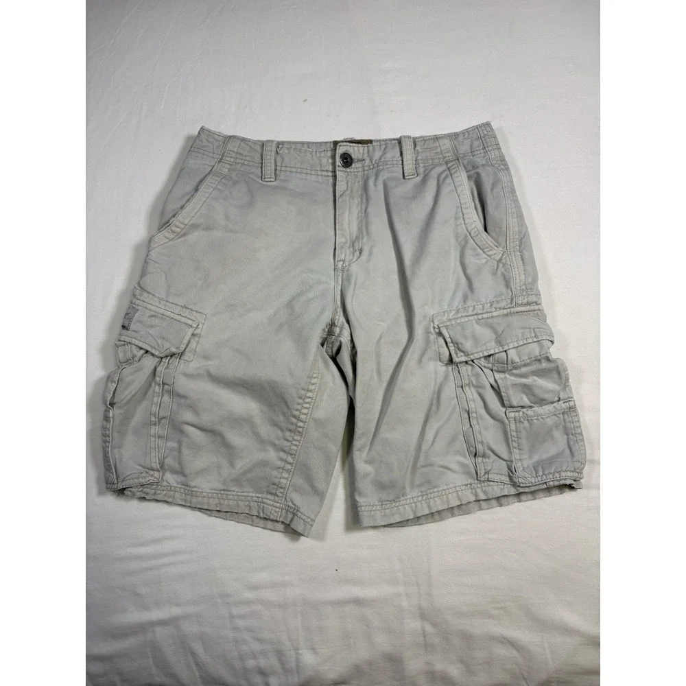 Vintage JNCO Jeans JNCO-85 Cargo Shorts Mens Size 32 Khaki Stencil Skate Y2K